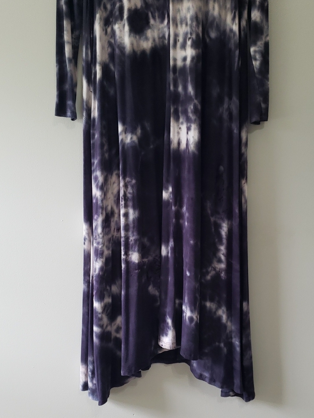 Natural Life Tie-Dye Long Sleeve Maxi Dress Medium Navy Blue White Boho Hippie - Picture 9 of 14